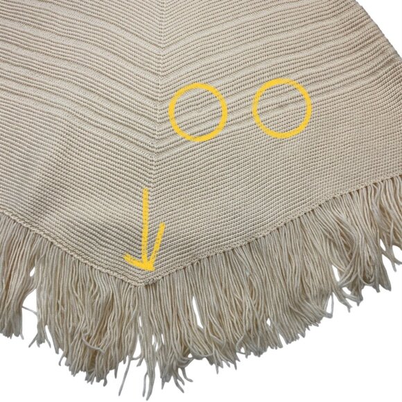 Banana Republic Vintage Merino Wool Turtleneck Fringe Poncho Sweater XS/S Cream - Picture 6 of 13